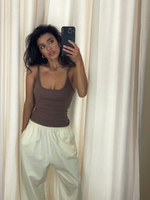 Майка из рибаны на бретелях brwn