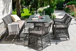 "Катания" обеденная группа плетеная на 6 персон, цвет графит