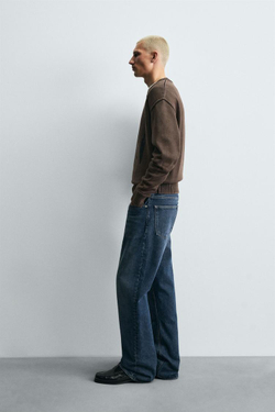 ZARA СВИТЕР С ПРИНТОМ И ЭФФЕКТОМ ПОТЕРТОСТИ, КОРИЧНЕВЫЙ