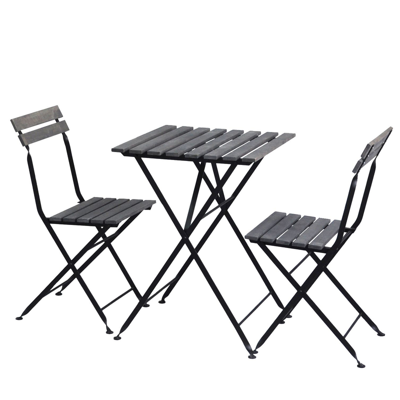 Стол раскладной 55х54х73, и 2 стула 39х28х79, Тэрно, кухонный, садовая мебель комплект, деревянные, графит, Dipriz