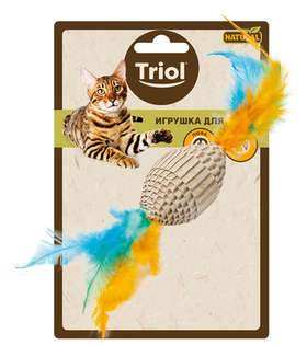 Игрушка для кошек из гофрокартона "Мяч для регби с перьями", 60/190мм, серия NATURAL, Triol