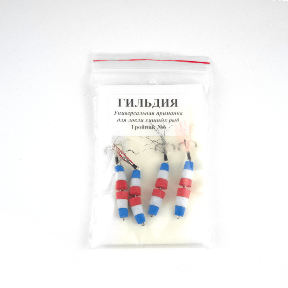 Приманка Гильдия "Флажок", тройник №6 (4шт/уп)