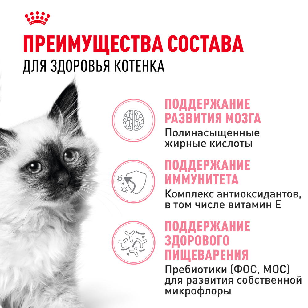 Royal Canin Kitten Корм сухой сбалансированный для котят в период второй фазы роста до 12 месяцев 4 кг