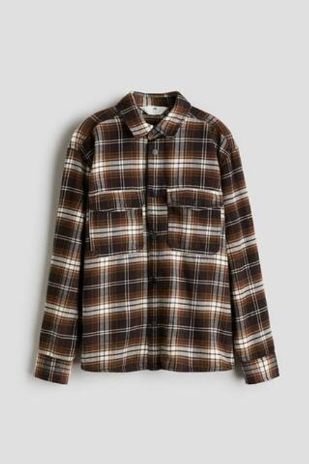H&M Рубашка из хлопковой фланели, коричневый