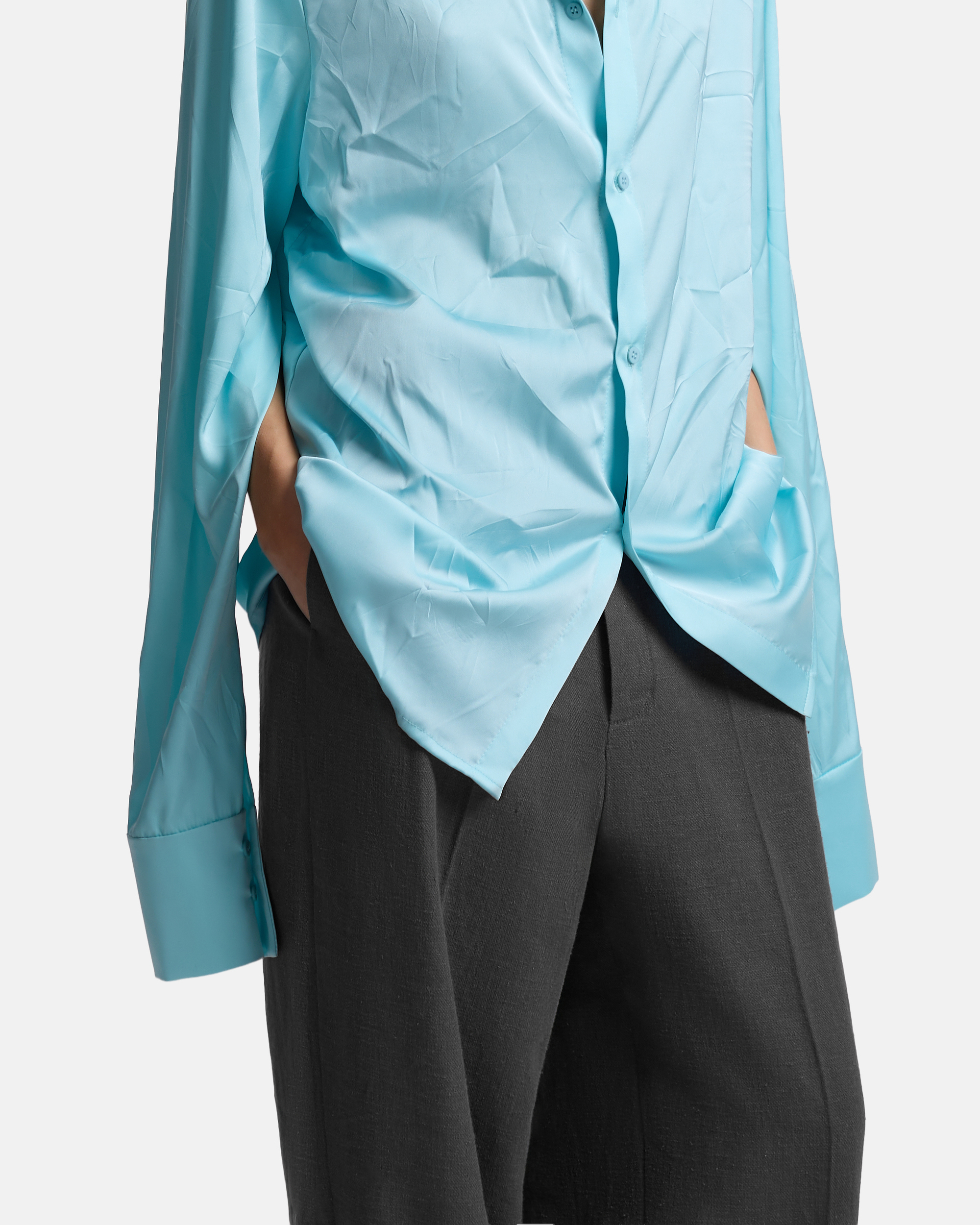 РУБАШКА С ЗАМЯТОСТЯМИ ИЗ САТИНА