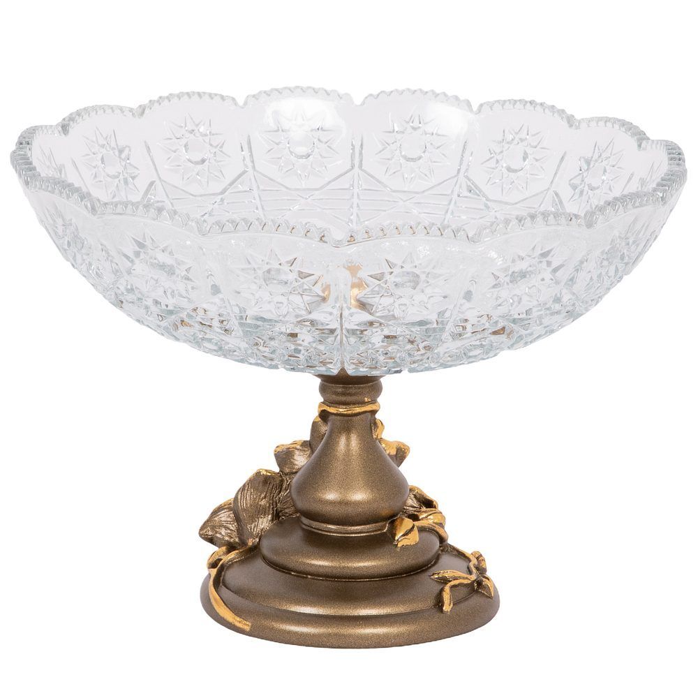 Фруктовница-конфетница Орхидея Лелия со стеклянной чашей 7373 Бронза