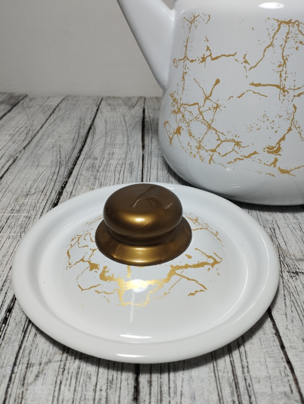 Чайник 3,5л с рисунком Мрамор золото бел. 1с26я