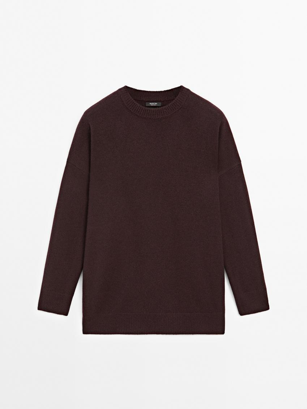 Massimo Dutti Свитер оверсайз из 100% кашемира, гранатовый