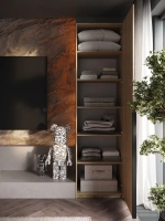 Шкаф Распашной Бежевый 61х220x52,5 SOHO с полками и ручкой