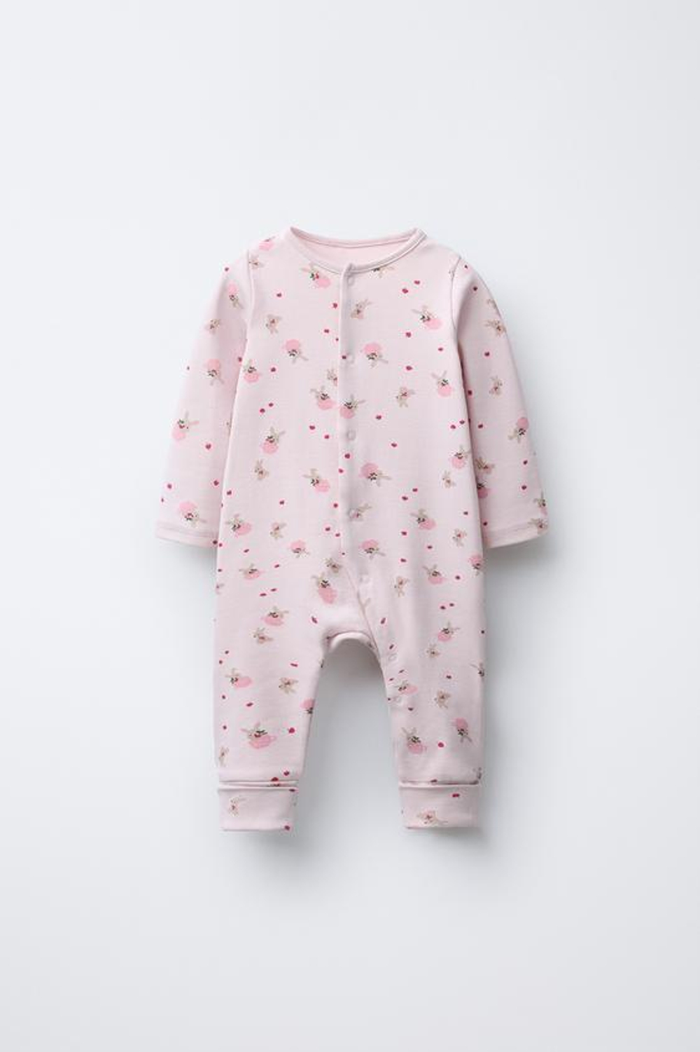 ZARA КОМБИНЕЗОН С КРОЛИКАМИ И ТРАНСФОРМИРУЕМЫМИ СТУПНЯМИ, РОЗОВЫЙ