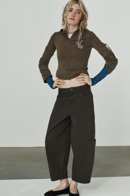 ZARA ОБЪЕМНЫЕ БРЮКИ КАРГО, ТЕМНЫЙ ХАКИ