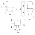 Унитаз-компакт "Кама" эконом/СТАНДАРТ (кос, нижн, арм.Уклад/Инкоэр, сид.полипропилен) (Sanita)