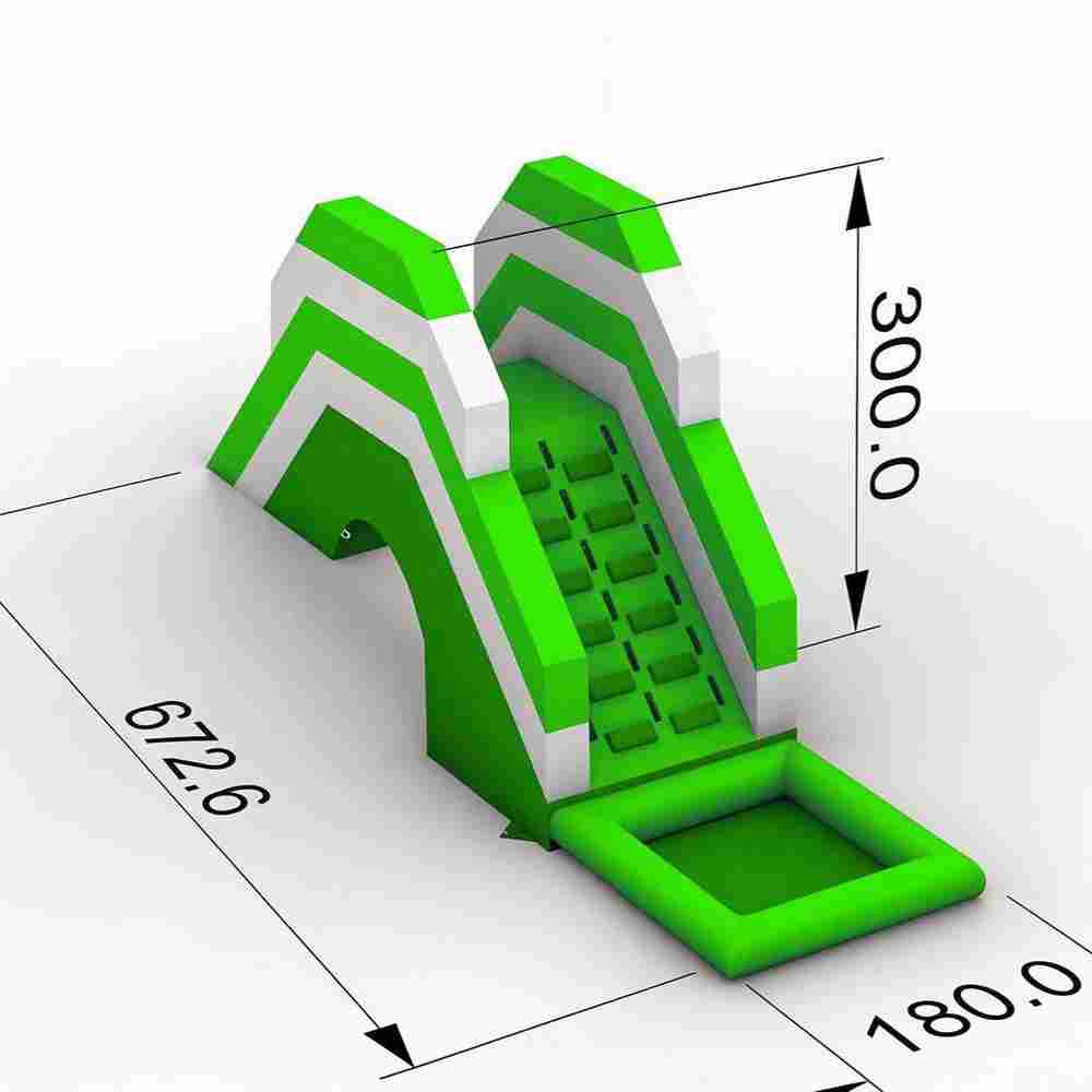 Надувная лестница для бассейна из ПВХ с бассейном, зелёный, 6,7*1,8*3 м