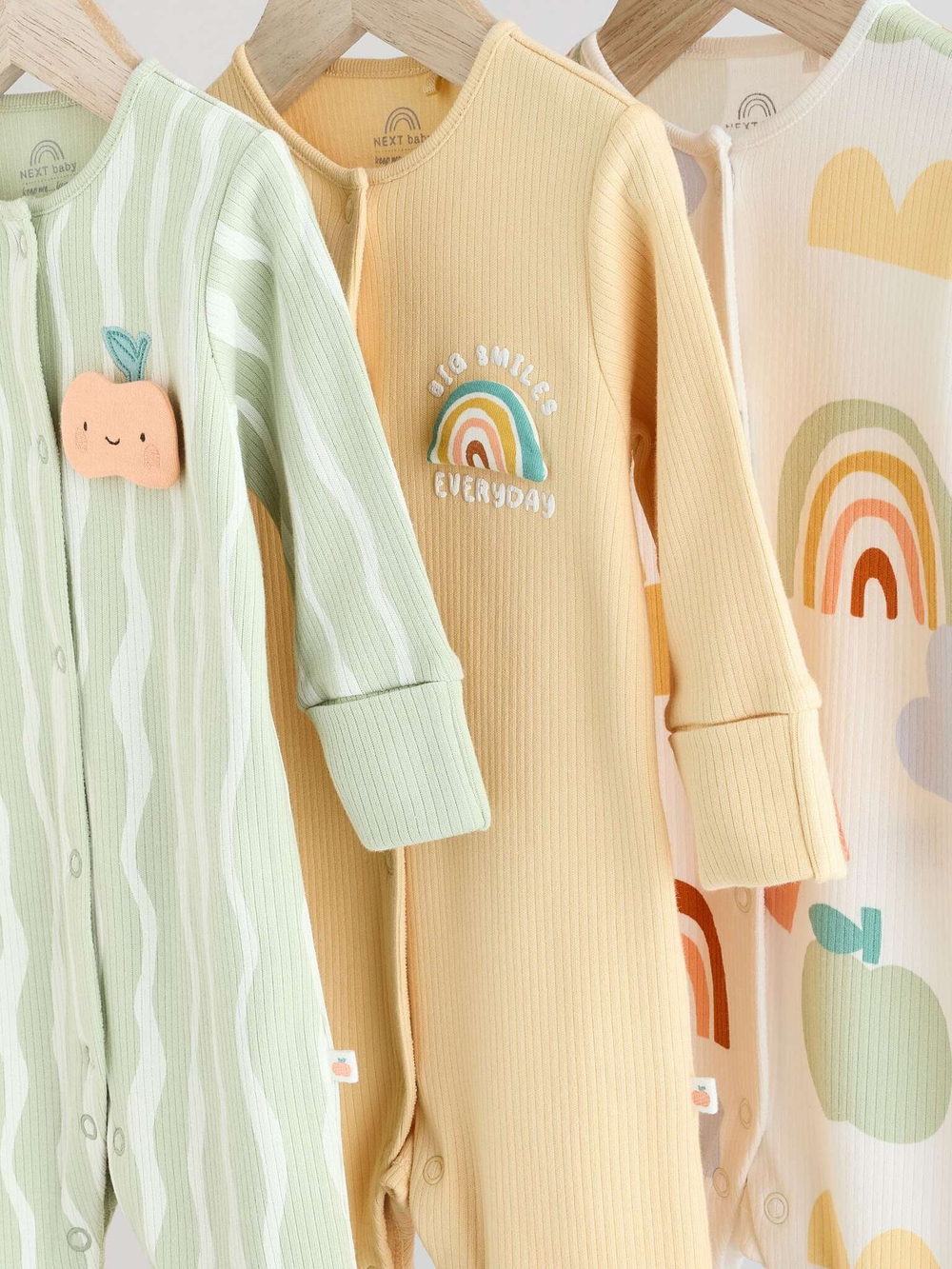 Комбинезон / Cлип для малышей Next E19-696, 3 шт., Светло-зеленый, Светло-желтый, Молочный