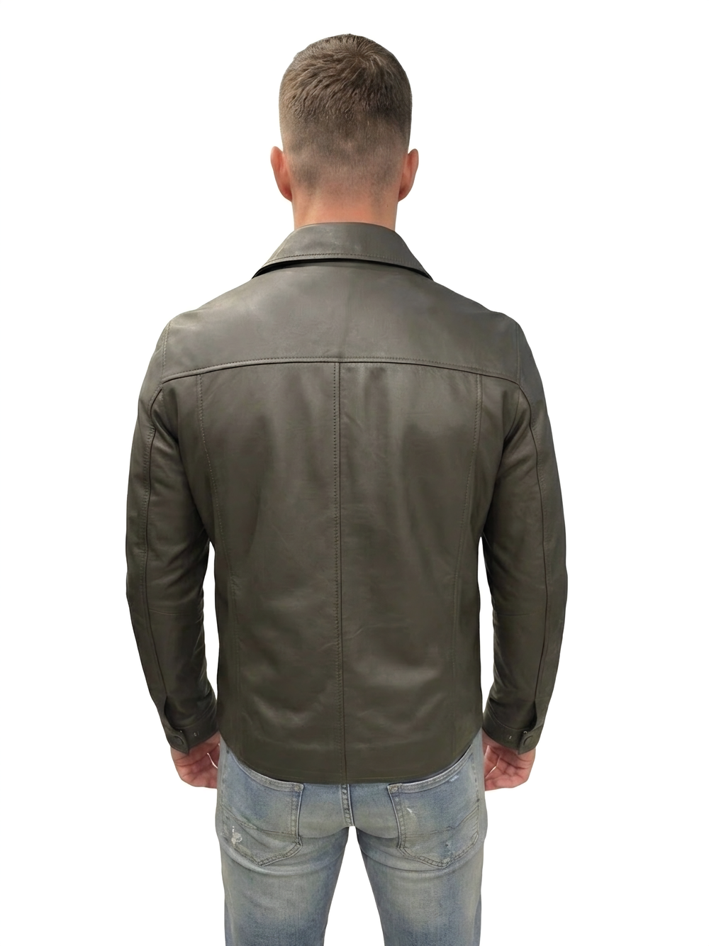 KHIMEONE Мужская кожаная куртка-рубашка из натуральной кожи наппа (Nappa)