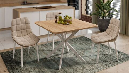 Стол кухонный обеденный раздвижной Дуб Крафт золотой Лиссабон 100(131)х100х75 см