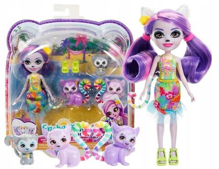 Кукла Enchantimals Mattel - Кукла Лоринда Лемур + набор животных Lemur Family - Энчантималс HRX86