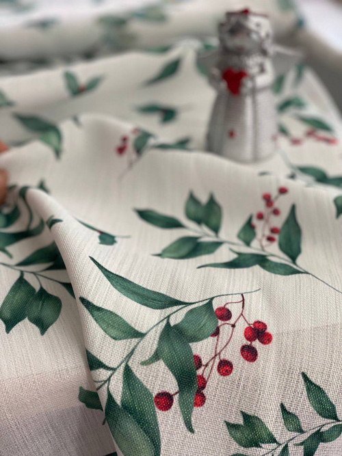 Ткань для скатерти "Падуб" (линенс)