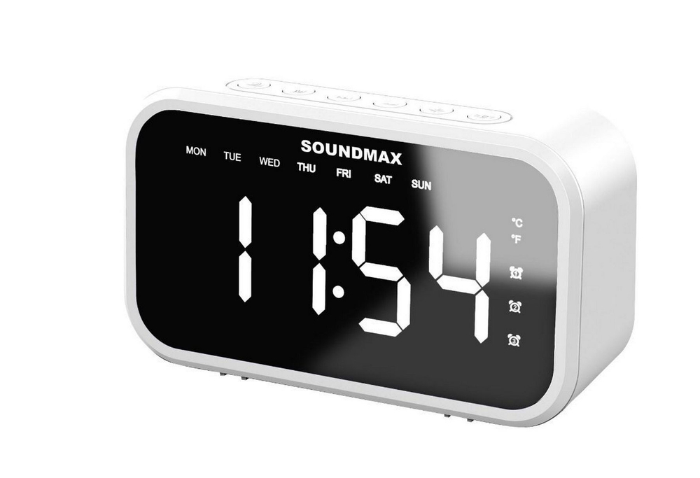 Радиочасы-будильник SOUNDMAX SM-1511 белое свечение