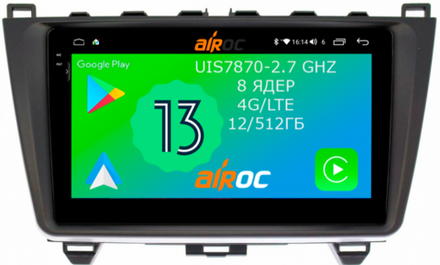 Магнитола для Mazda 6 2007-2012 (GH) - Airoc 2K AU-2415 на Android 13, TS20, 12/512Гб, SIM-слот
