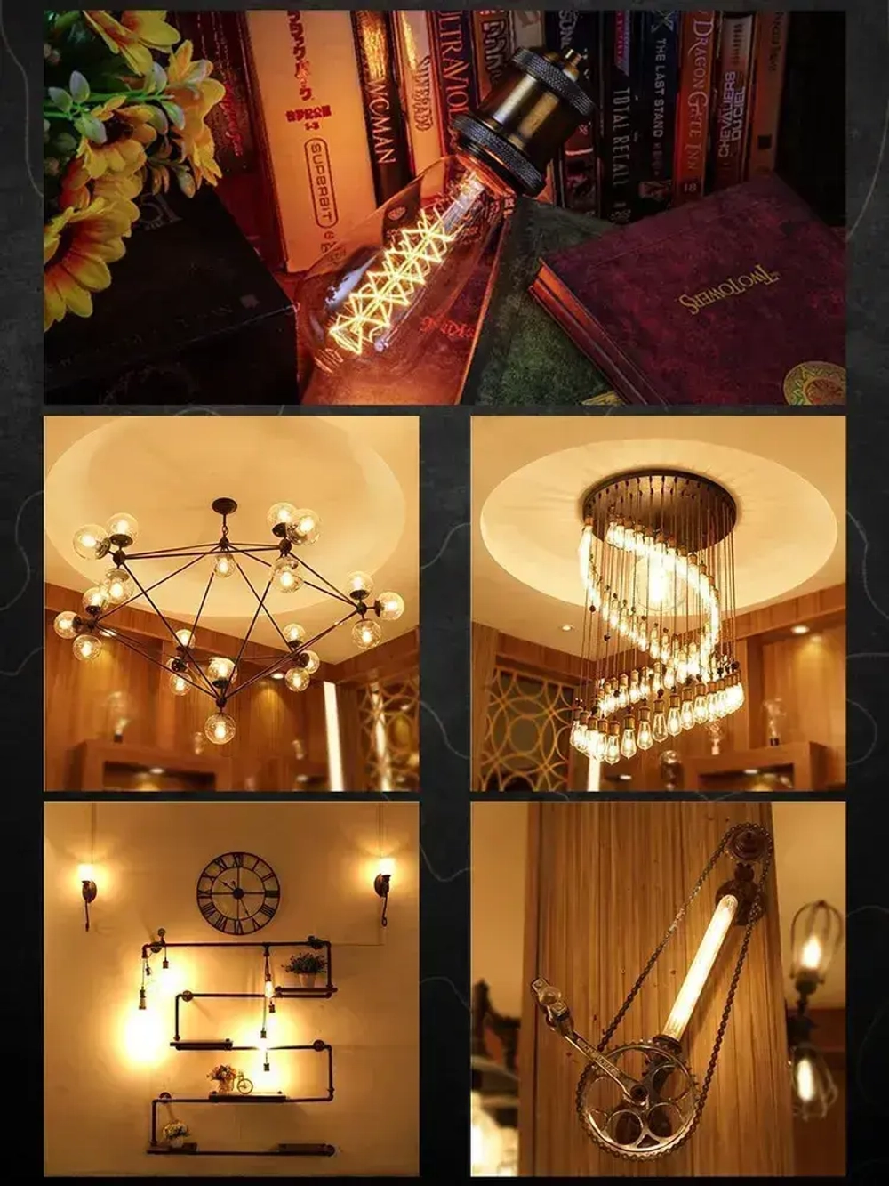 Лампа накаливания (винтажная лампочка) Эдисона Emilion Loft Edison ST64 (E27, 40Вт, Теплый свет)