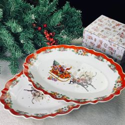 Lenardi 205-307 Набор из 2 овальных блюд 35,5см НОВЫЙ ГОД в под.уп.(х12)Фарфор