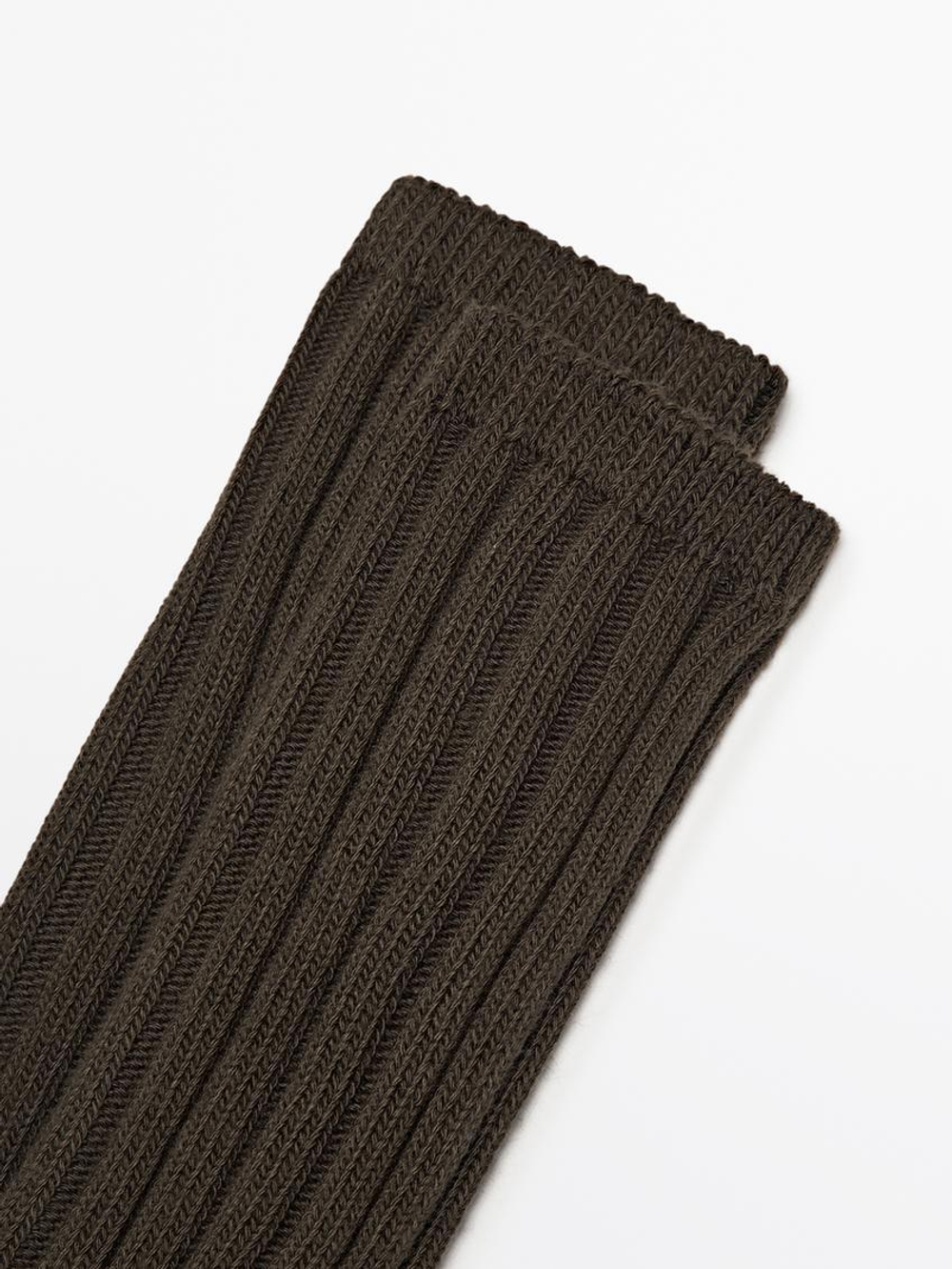 Massimo Dutti Носки из смесового хлопка, цвет мха