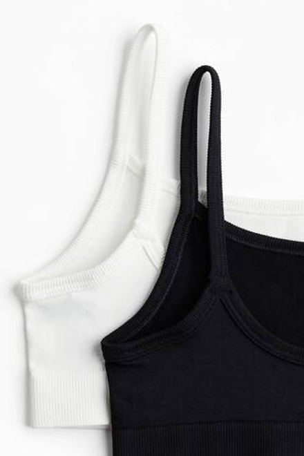 H&M Набор из двух бесшовных спортивных топов DryMove, белый/черный