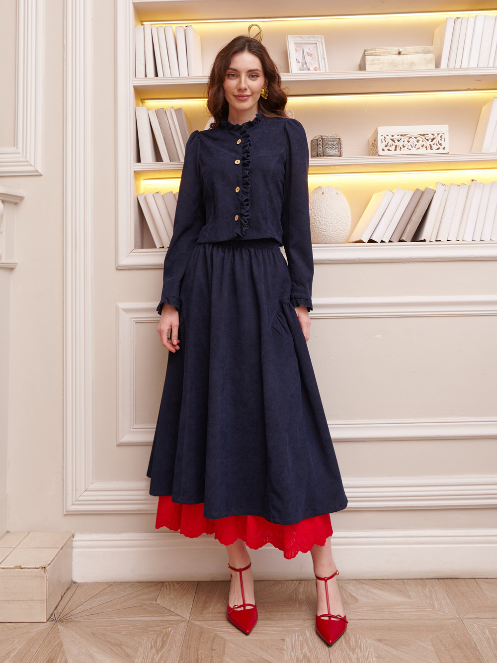 Юбка бохо вельветовая миди