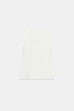 ZARA ТОП-ЖИЛЕТ С ПУГОВИЦАМИ, ЖЕЛТОВАТО-БЕЛЫЙ