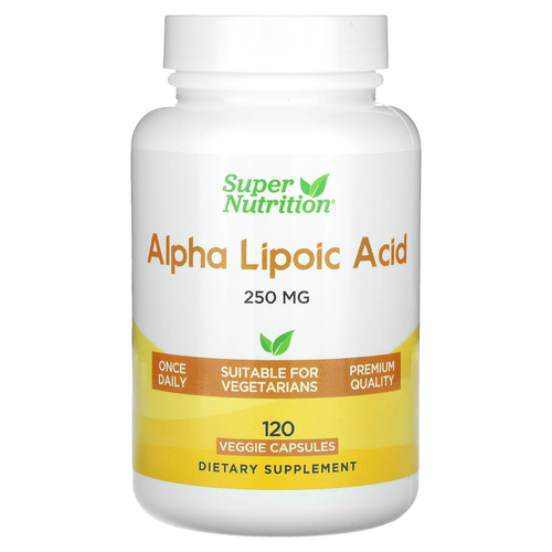 Super Nutrition, альфа-липоевая кислота, 250 мг, 120 растительных капсул