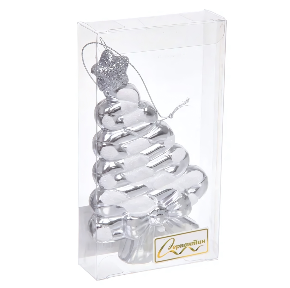 Елочная игрушка "Сладкая ёлочка" 7,5*1,5*14 см, Серебро (Серпантин)