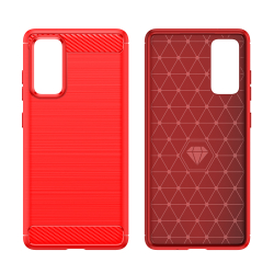 Чехол красного цвета в стиле карбон на Samsung Galaxy S20 FE (Fan Edition), серия Carbon от Caseport