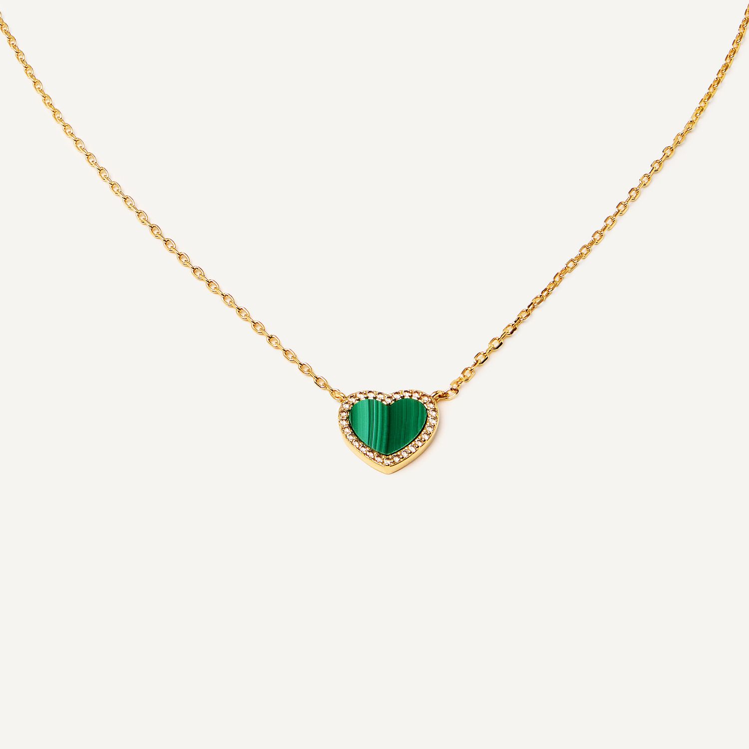 Колье Malachite Heart Necklace - Gold