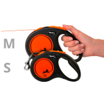 Flexi рулетка Neon New - S (до 15 кг) светоотражающая, оранжевый неон (5 м, лента)