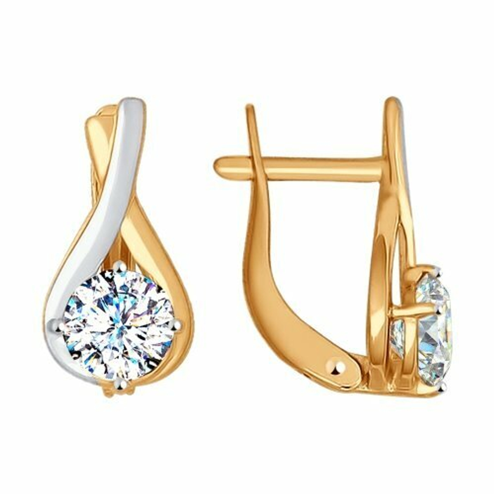 Золотые серьги со Swarovski Zirconia