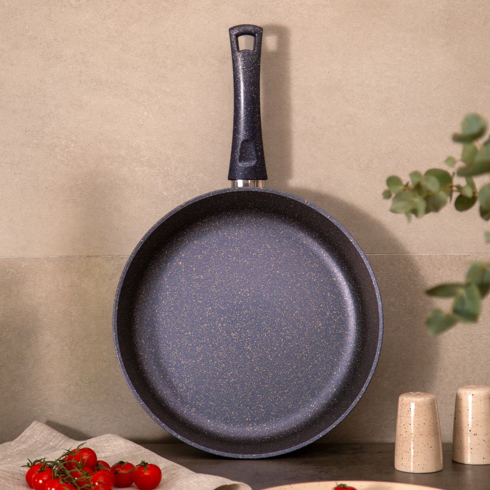 СКОВОРОДА AGNESS ГЛУБОКАЯ С АНТИПРИГАРНЫМ "МРАМОРНЫМ" ПОКРЫТИЕМ, СЕРИЯ GRANITE, 28Х6,6СМ