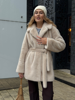 Шуба Lux миди бежевый
