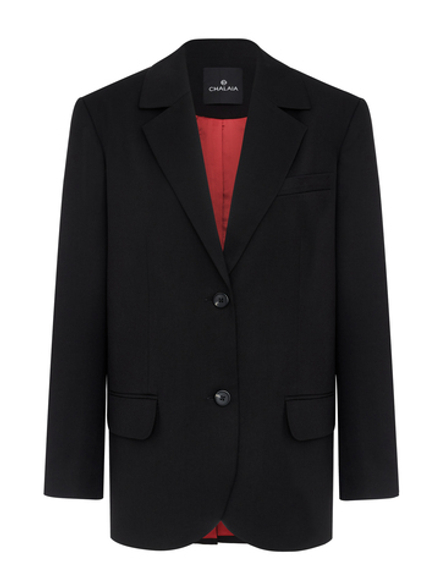 Жакет объемный с мужского плеча из итальянской ткани черный