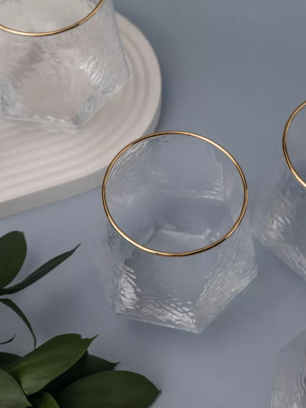 Набор шестигранных бокалов с рифленым стеклом 6 шт 300 мл.