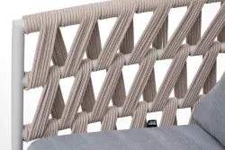 "Диего" кресло плетеное из роупа, каркас алюминий светло-серый (RAL7035) муар, роуп бежевый круглый, ткань светло-серая