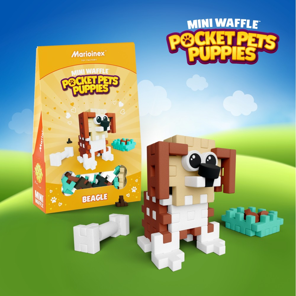 Marioinex - Конструктор Mini Waffle POCKET PETS PUPPIES Бигль 46 элементов. 907825