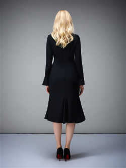 Платье чёрное с декором на талии 16-01-19FW