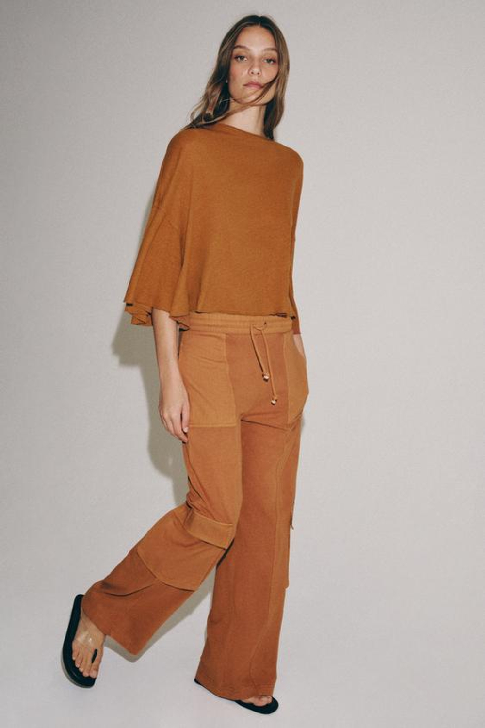 ZARA БРЮКИ КАРГО С ЭФФЕКТОМ ПОТЕРТОСТИ, ЦВЕТ ЖЖЕНОГО АПЕЛЬСИНА