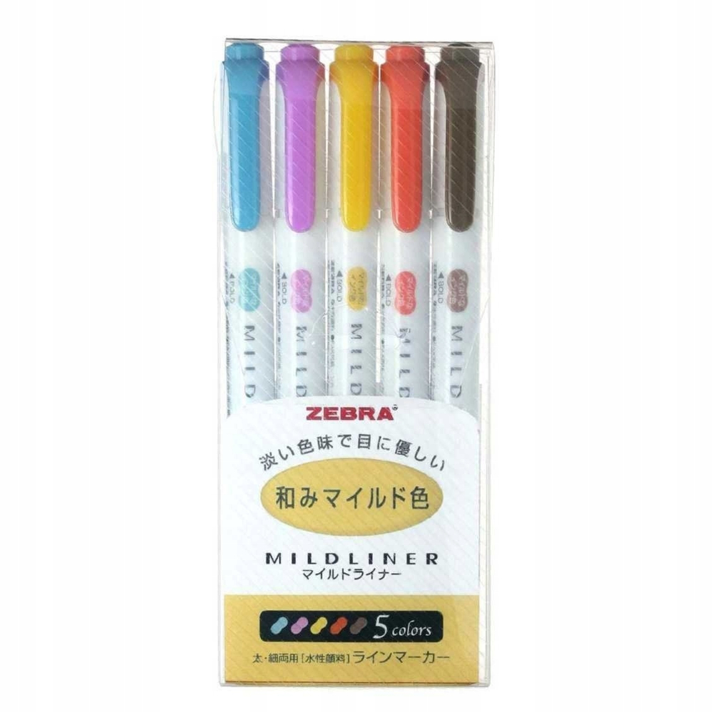 Текстовыделители Zebra Mildliner (5 шт. набор №3: теплые пастельные оттенки WKT7-5C-RC)