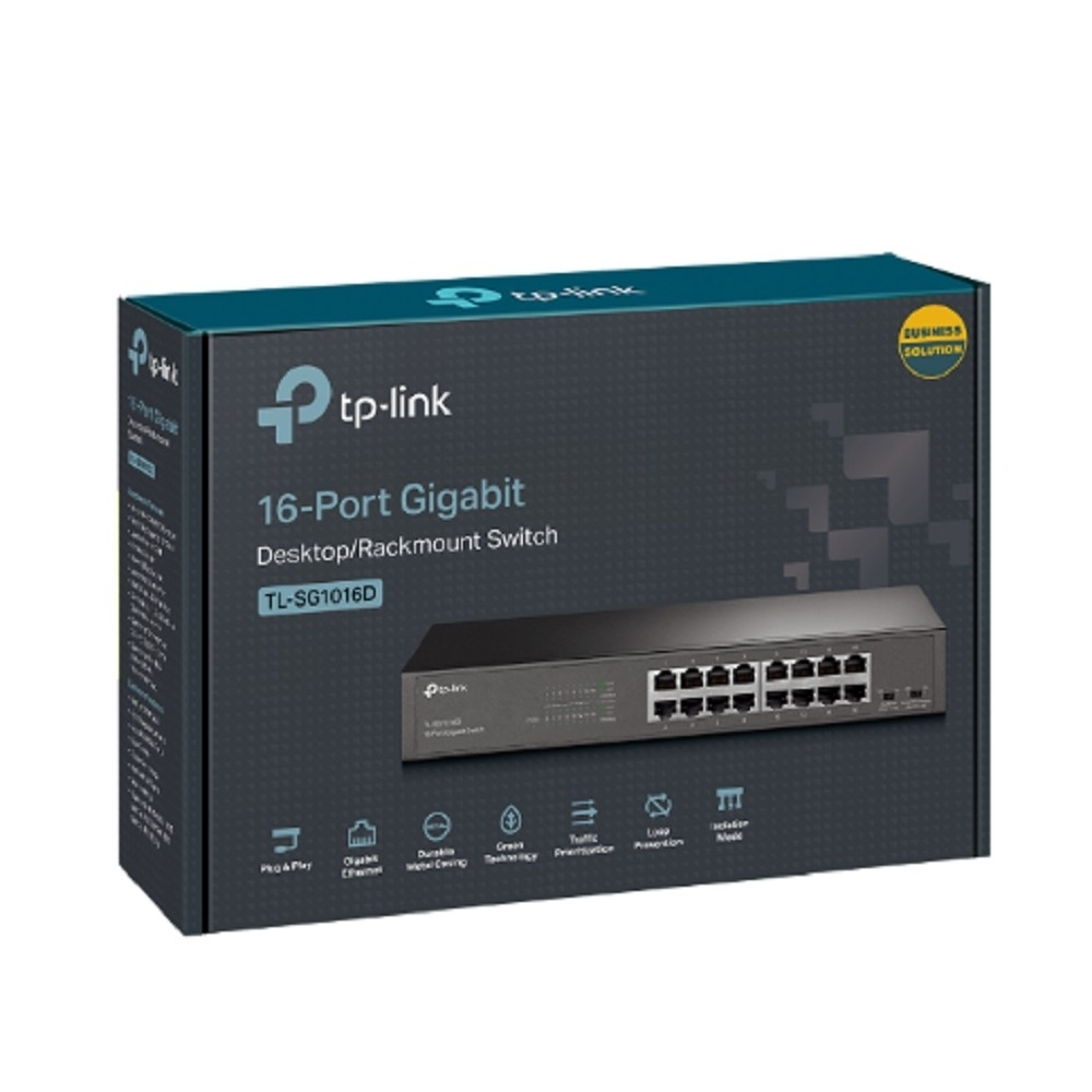 Коммутатор TP-Link TL-SG1016D Коммутатор с 16 гигабитными портами для размещения на столе или в стойке
