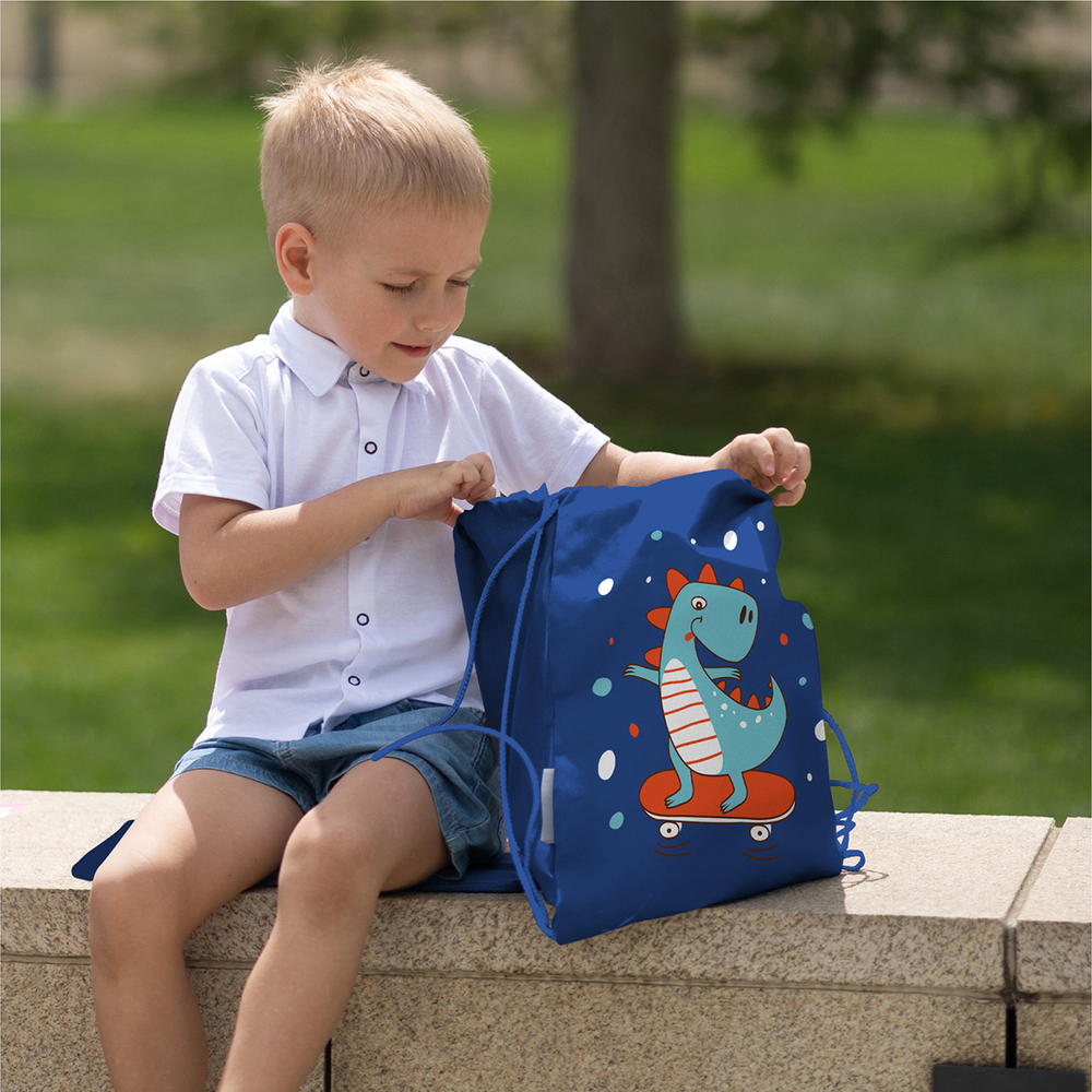Мешок в садик 33х40, Динозавр (синий)