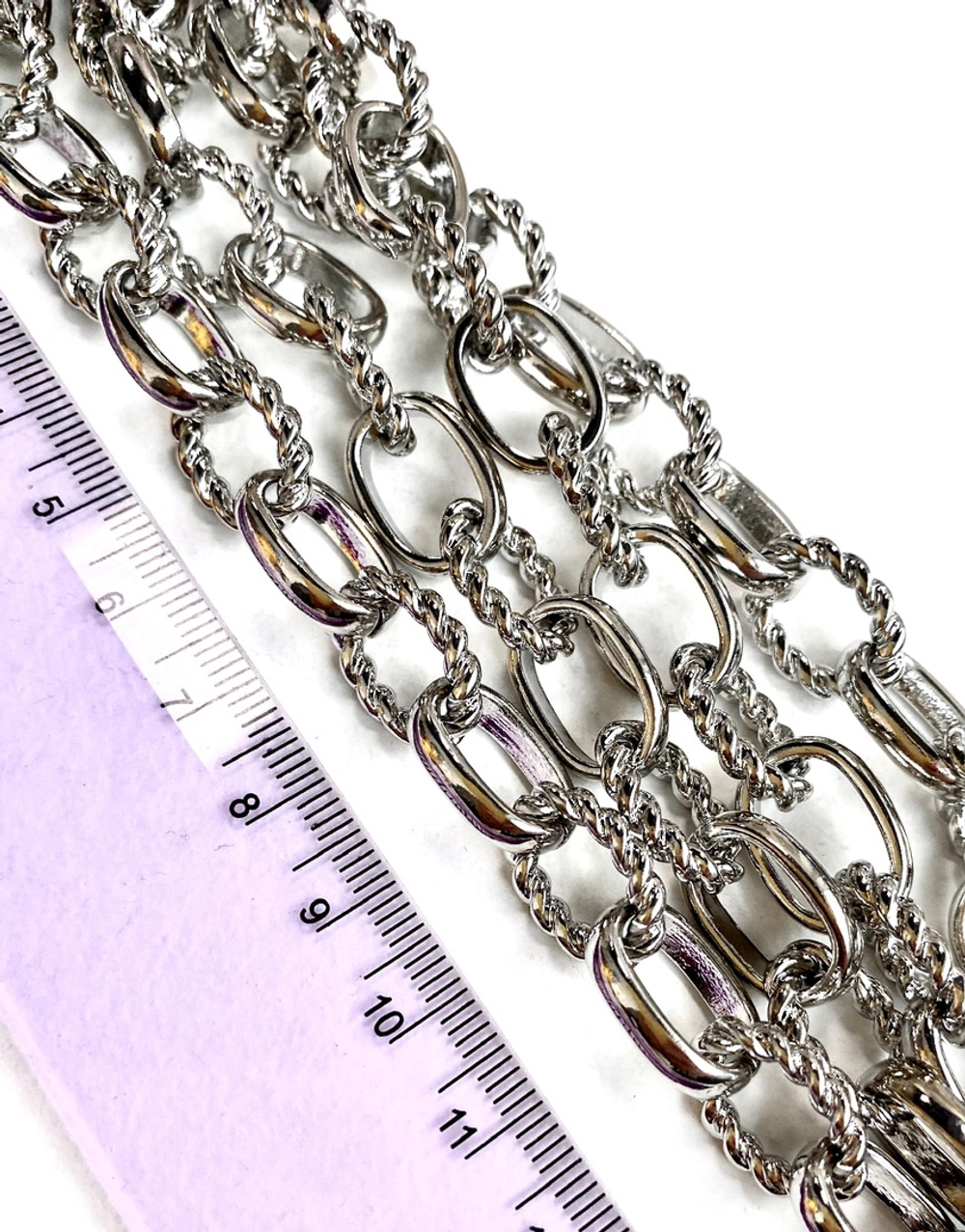 0098-р Цепь "Будапешт", 16*11 мм, родий