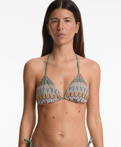 OYSHO Вязаный крючком треугольный топ бикини, аквамариновый