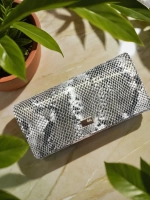Компактный кошелек из натуральной кожи голубая